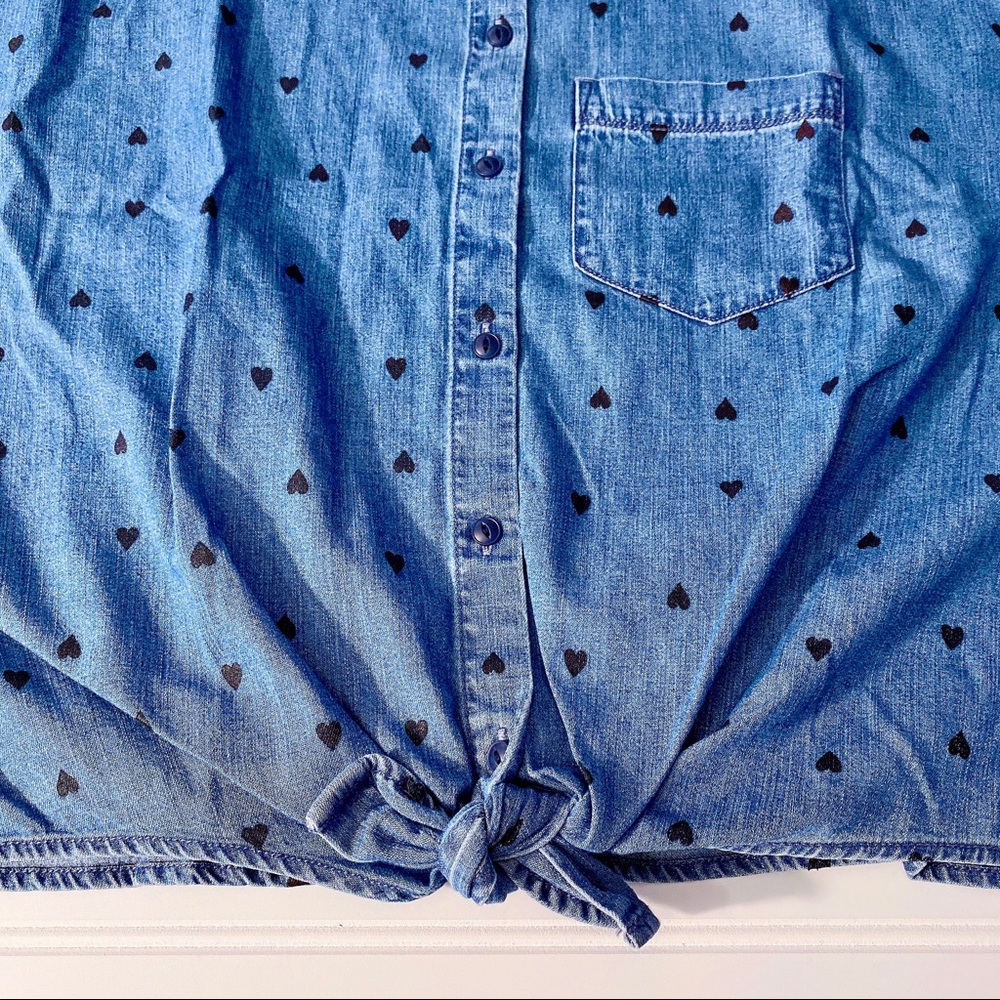 Madewell Denim Short-Sleeve Tie-Front Shirt Size S - Picture 11 of 12
